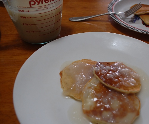 Coconut syrup. Banana pancakes. Mmmm.
