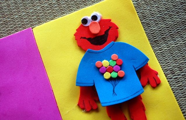 Elmo, seen here dressed in the finest fashion.