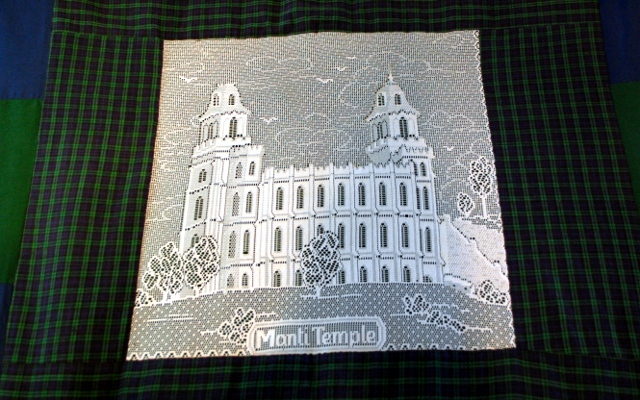 Manti temple, in lace.